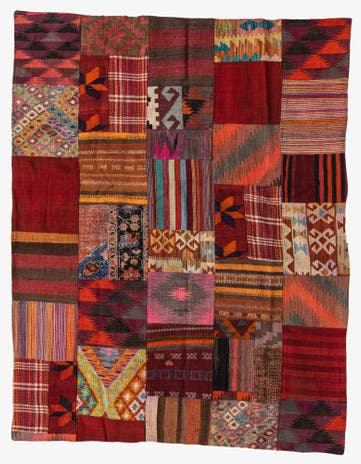 5' 1 x 6' 5 Hand Woven Kilim Patchwork Wool Rug