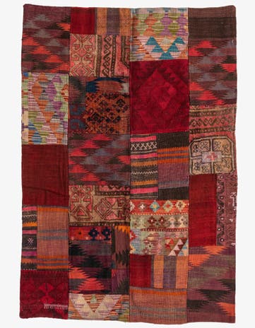 3' 6 x 5' 2 Hand Woven Kilim Patchwork Wool Rug