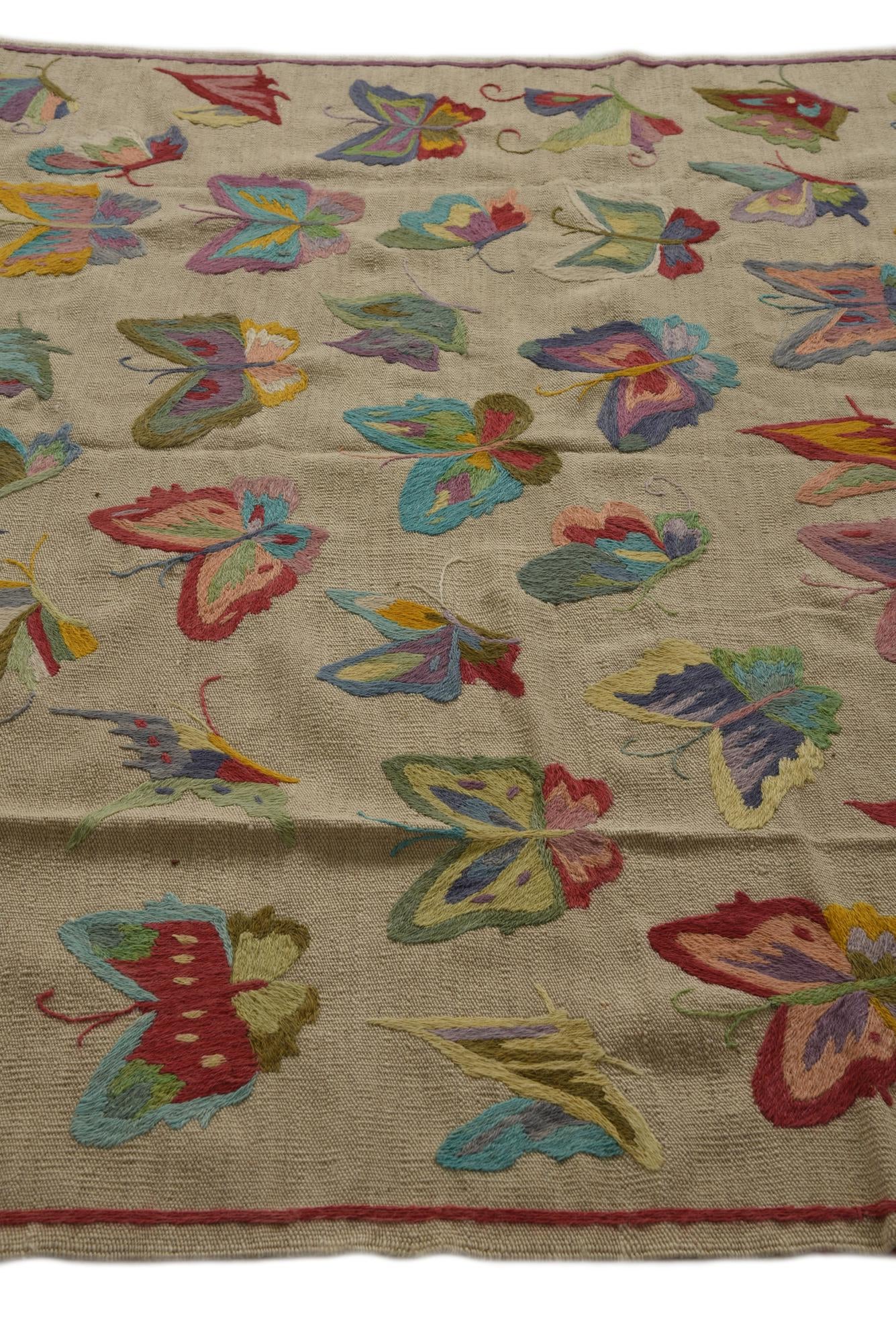 5' 4 x 7' 7 Hand Woven Kilim Suzani Wool Rug
