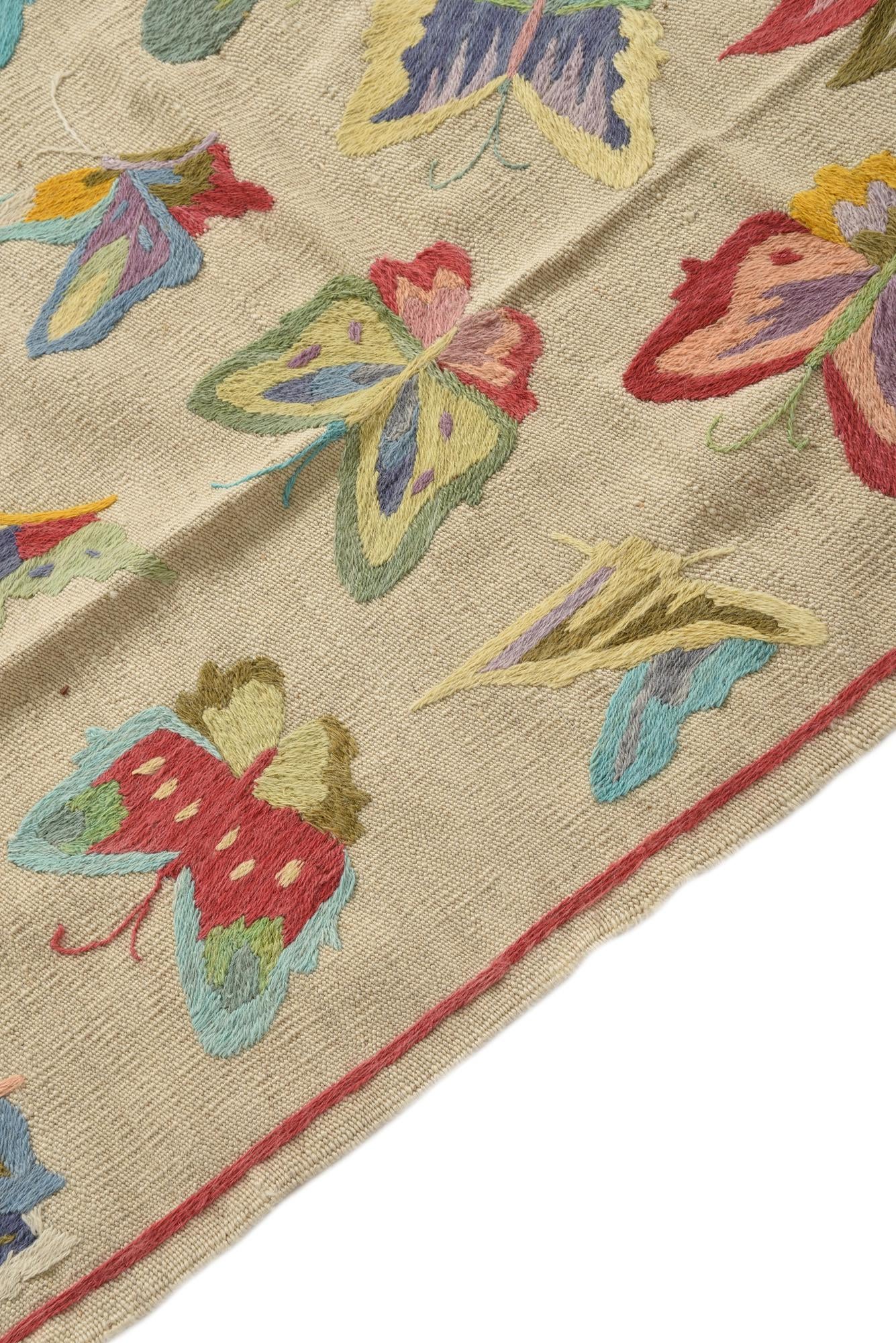 5' 4 x 7' 7 Hand Woven Kilim Suzani Wool Rug