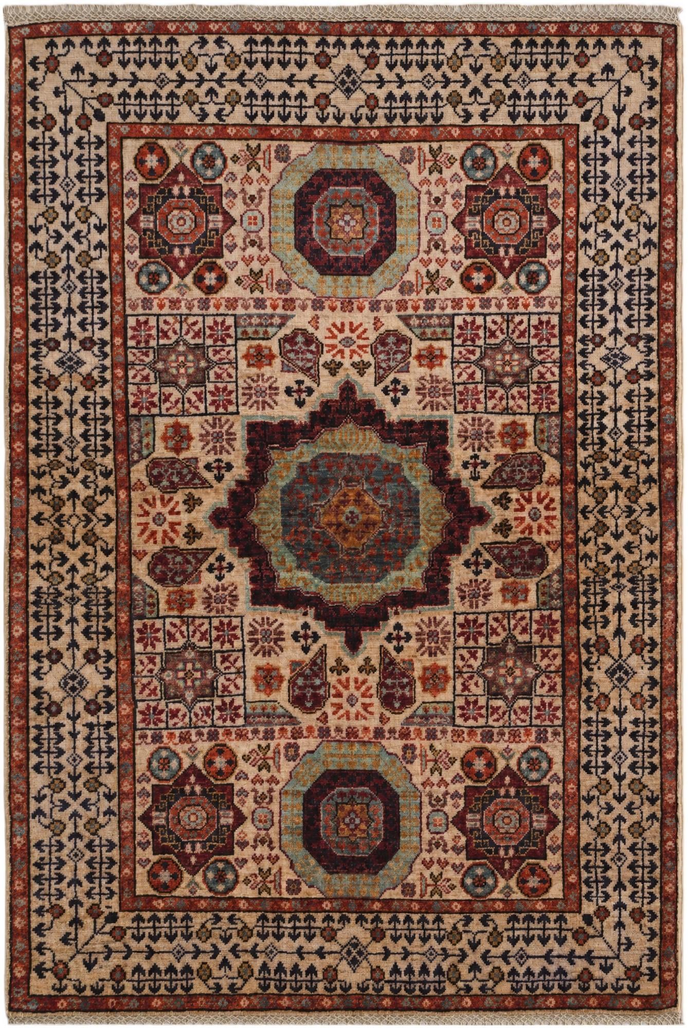 3' 6 x 5' 1 Hand Knotted Mamluk Ziegler Rug