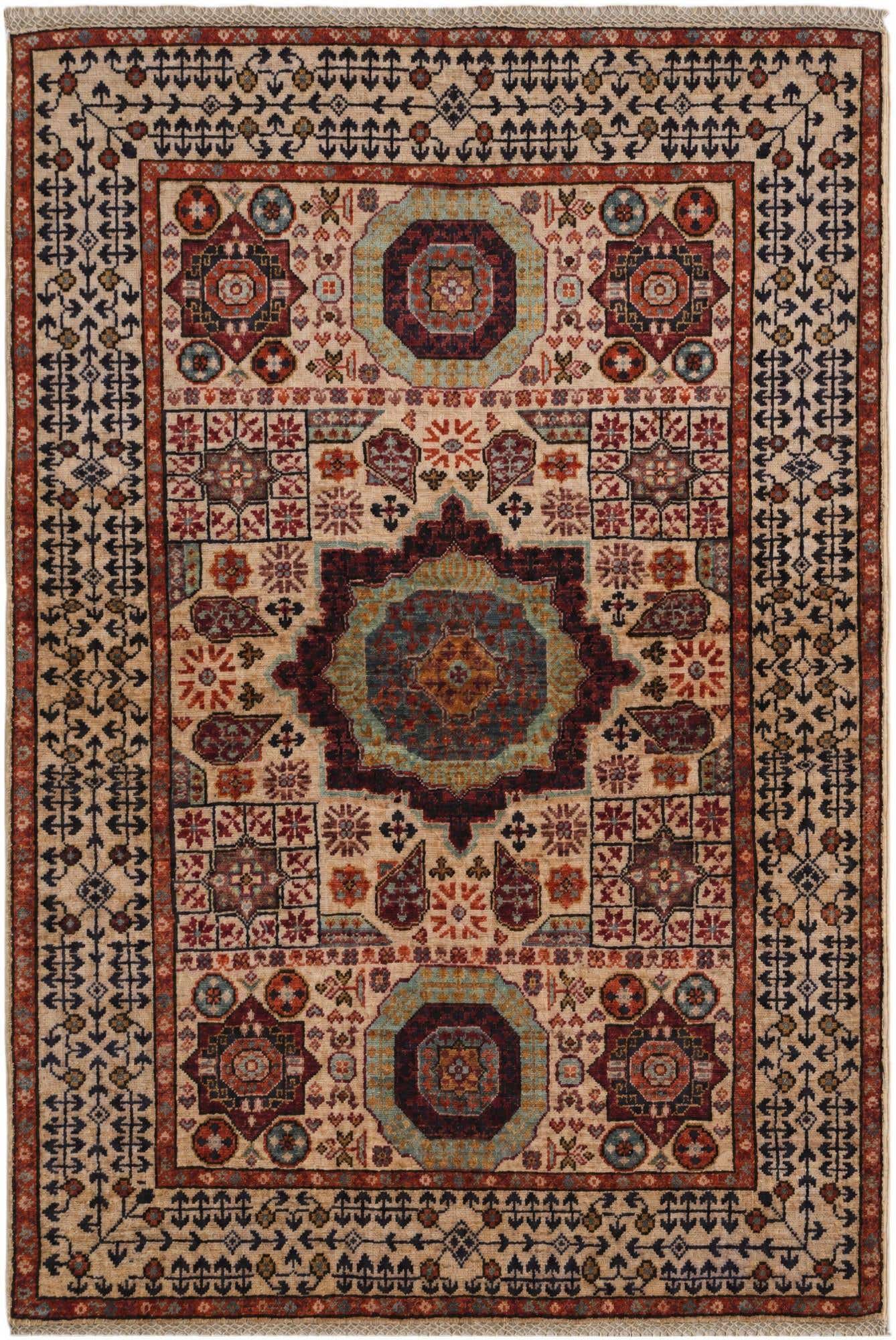 3' 6 x 5' 1 Hand Knotted Mamluk Ziegler Rug