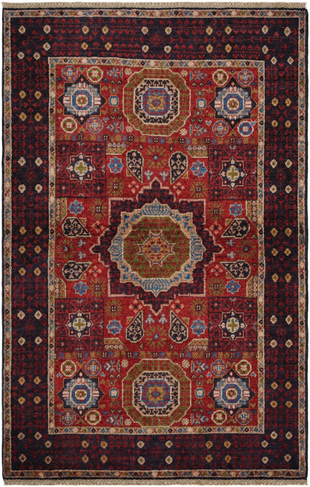 3' 5 x 5' 3 Hand Knotted Mamluk Ziegler Rug