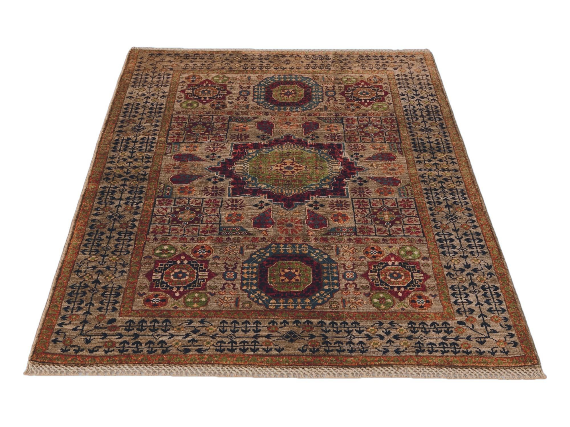 3' 4 x 4' 9 Hand Knotted Mamluk Ziegler Rug