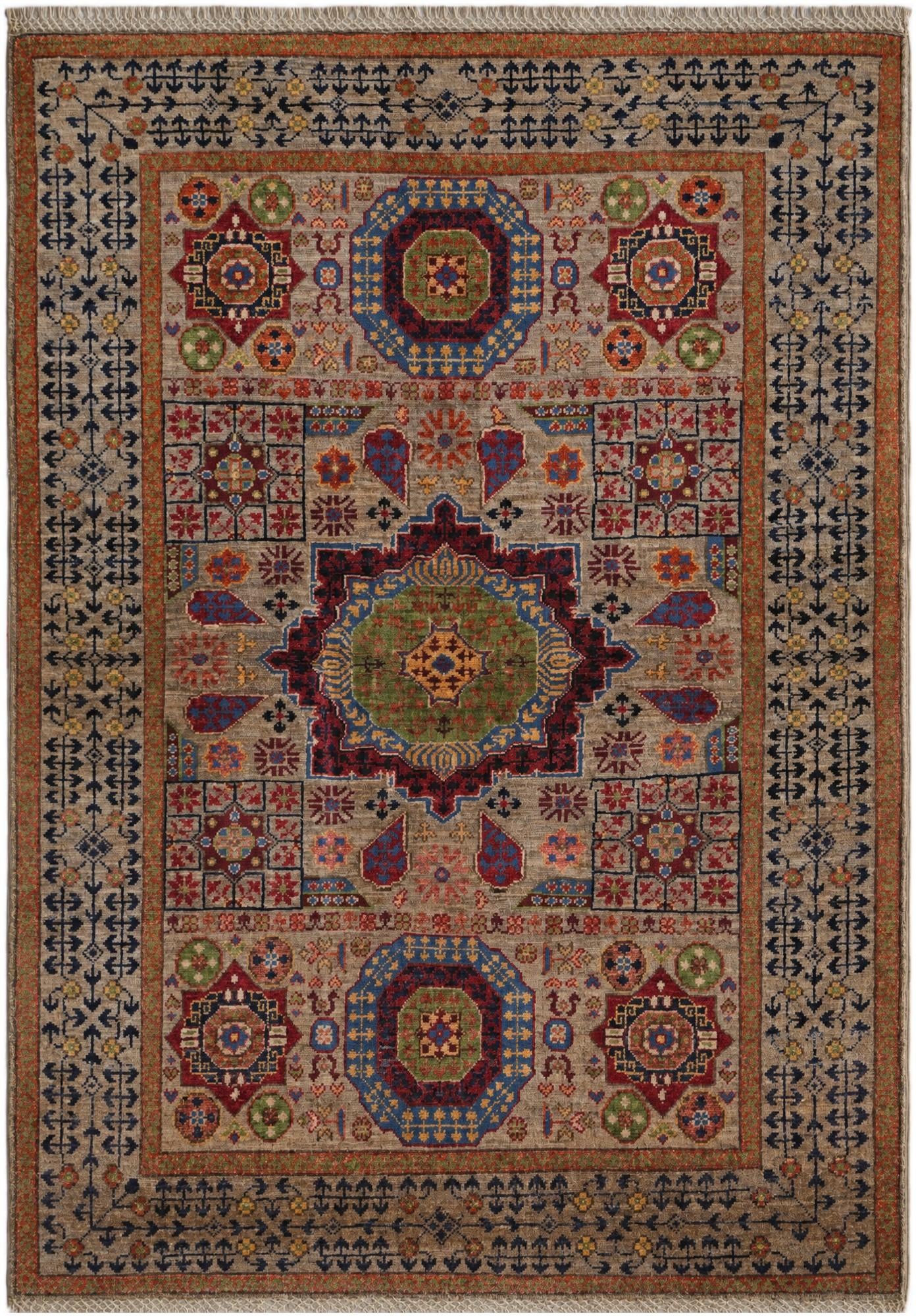 3' 4 x 4' 9 Hand Knotted Mamluk Ziegler Rug