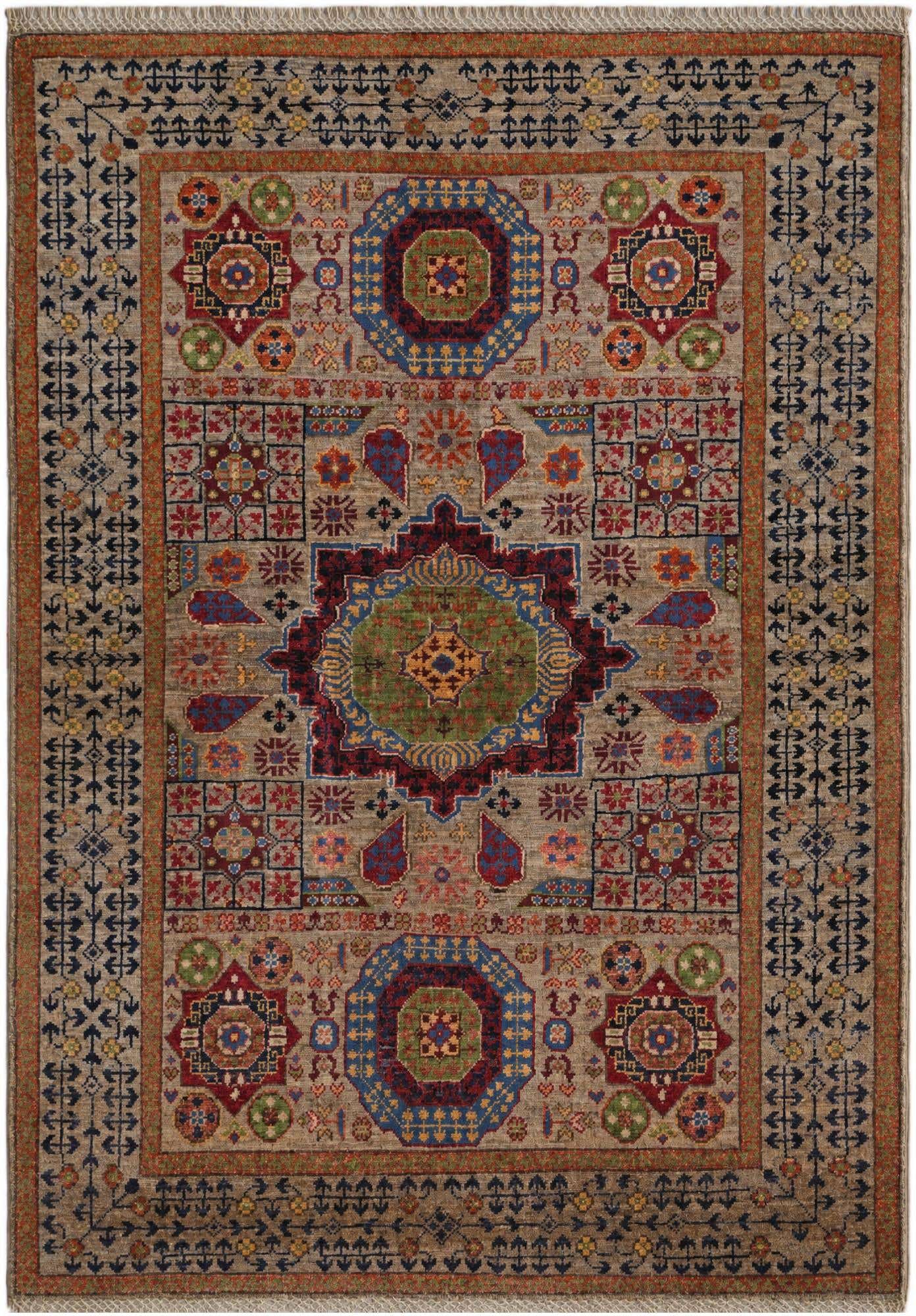 3' 4 x 4' 9 Hand Knotted Mamluk Ziegler Rug