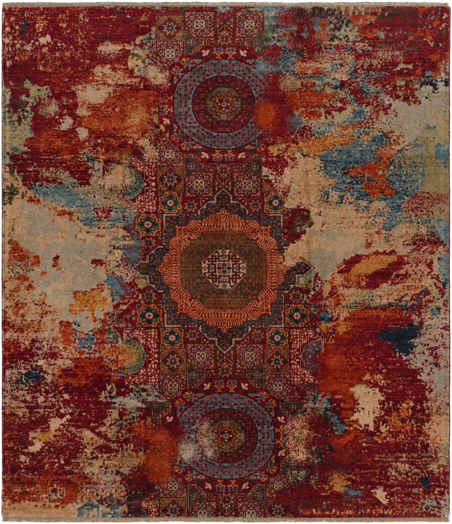 8' 6 x 9' 8 Hand Knotted Mamluk Ziegler Rug