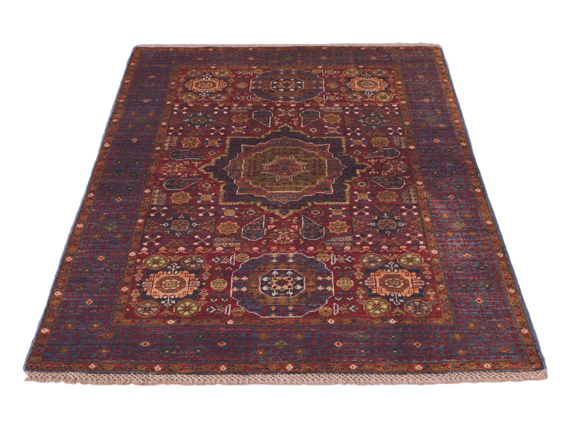 3' 4 x 4' 9 Hand Knotted Mamluk Ziegler Rug