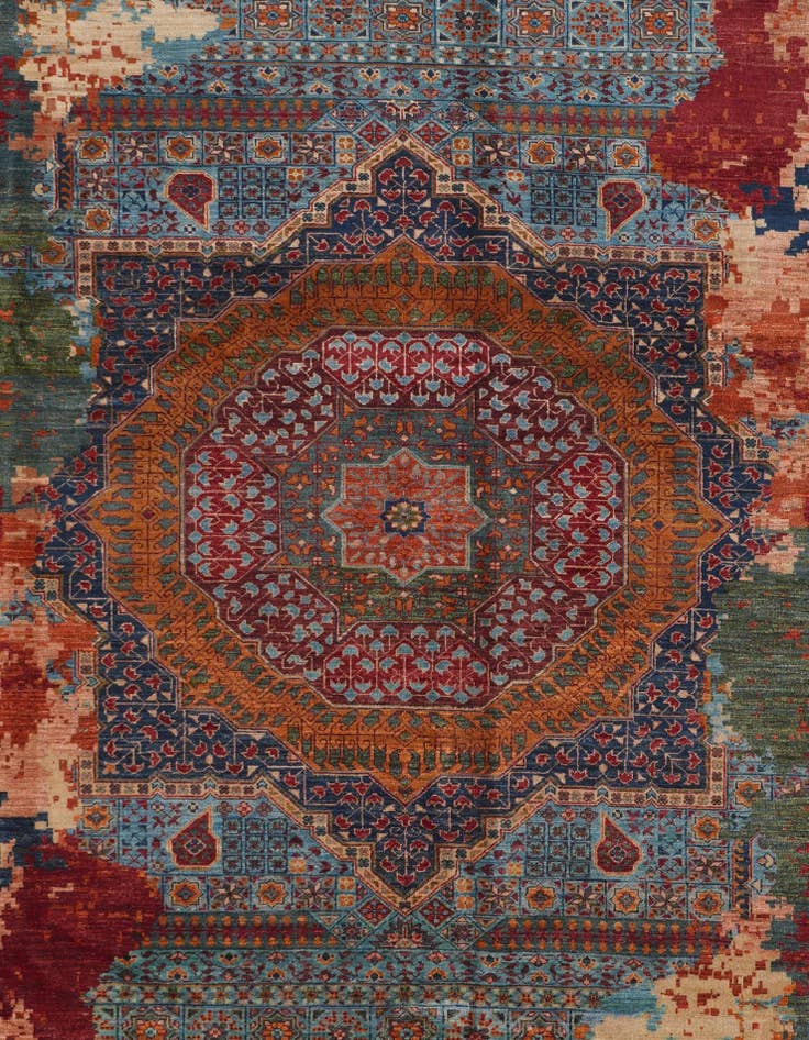 Detail image of 10' 6 x 13' 9 Hand Knotted Mamluk Ziegler Rug