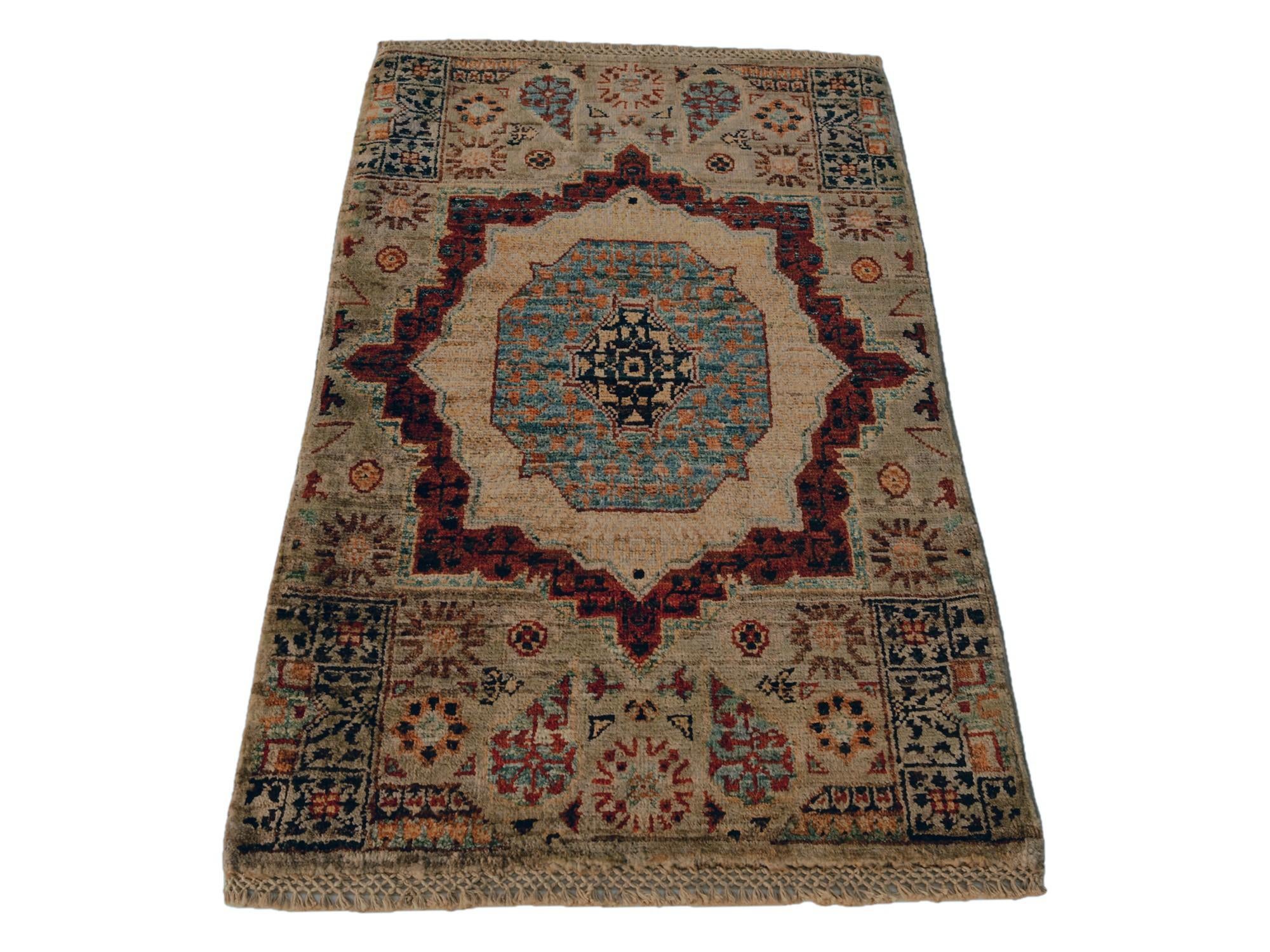 60cm x 95cm Hand Knotted Mamluk Ziegler Rug