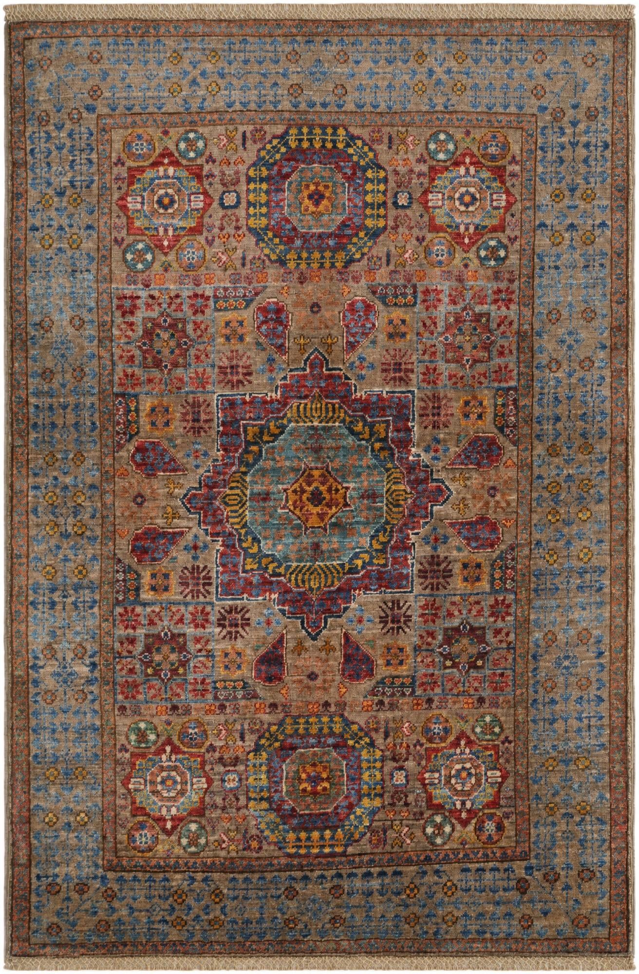3' 5 x 5' Hand Knotted Mamluk Ziegler Rug