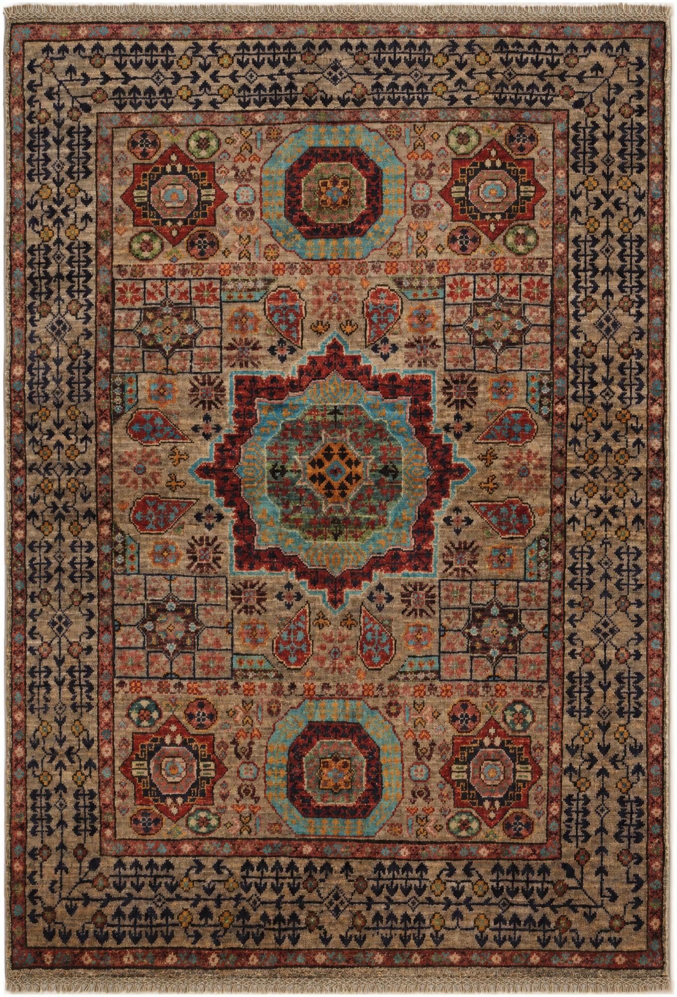 3' 5 x 4' 11 Hand Knotted Mamluk Ziegler Rug
