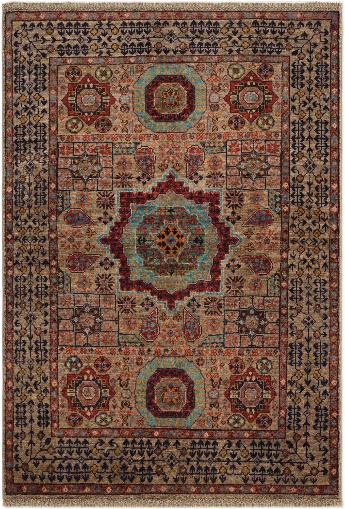 3' 5 x 4' 11 Hand Knotted Mamluk Ziegler Rug