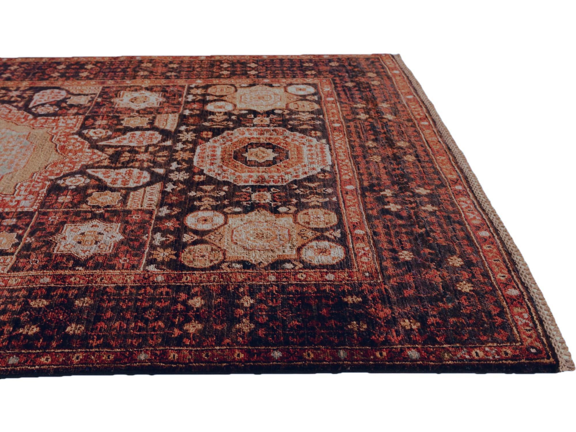 4' 2 x 6' 2 Hand Knotted Mamluk Ziegler Rug