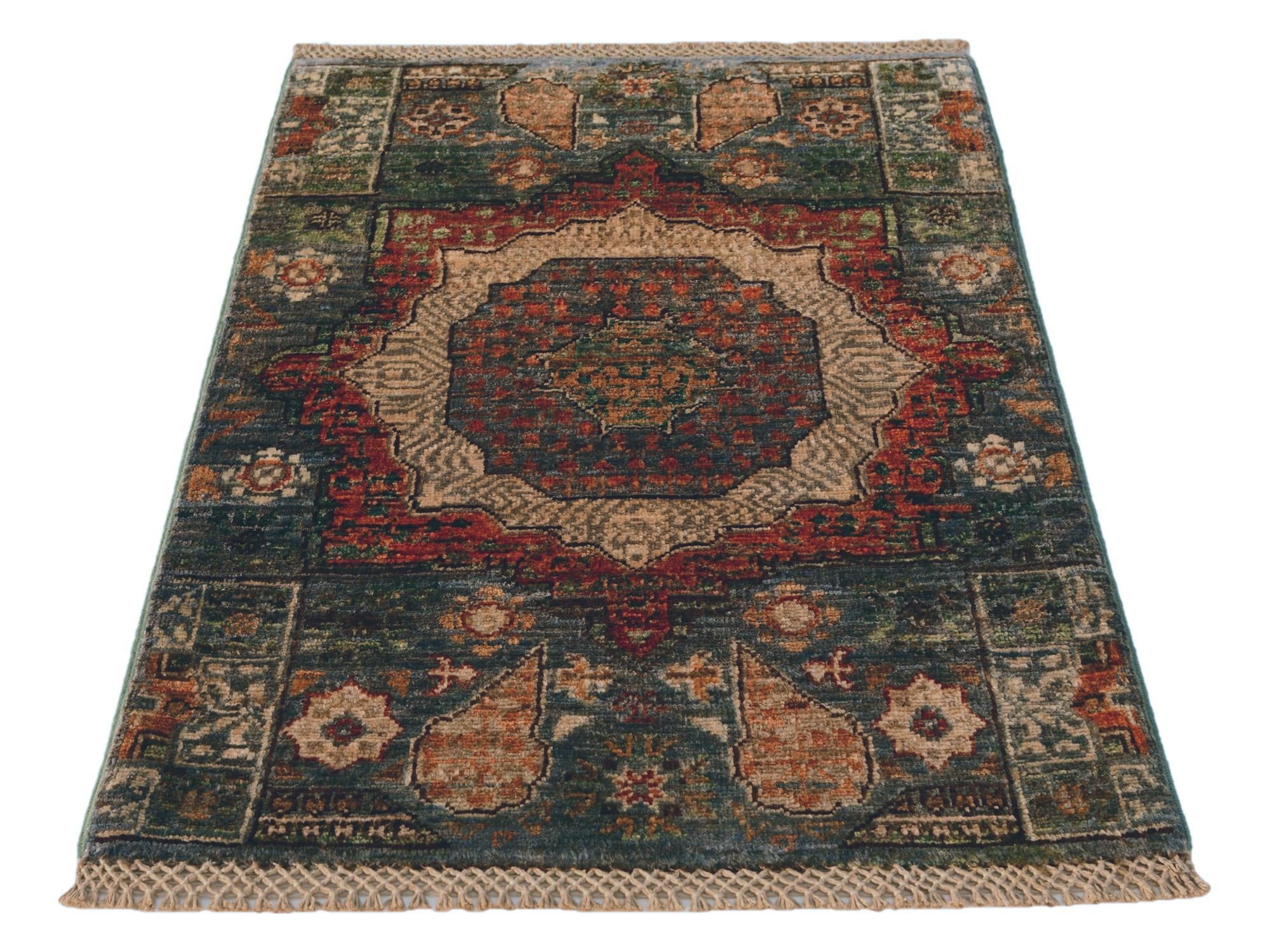 2' 1 x 3' Hand Knotted Mamluk Ziegler Rug