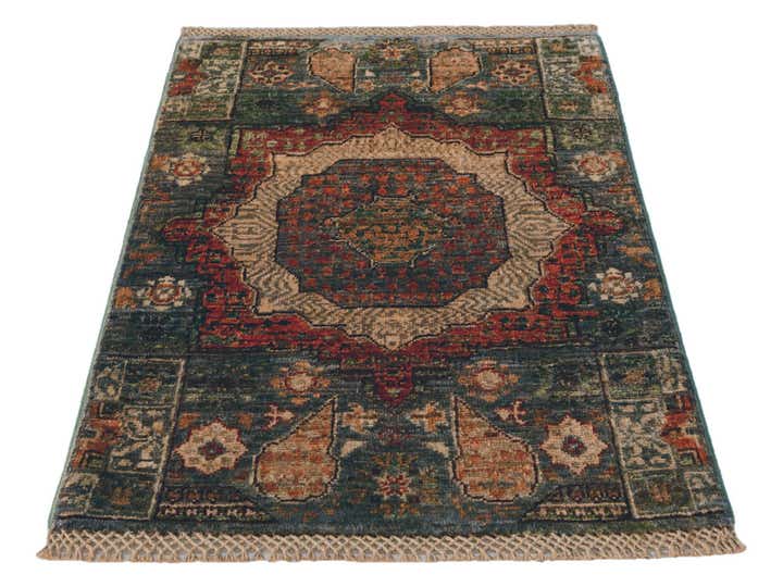 2' 1 x 3' Hand Knotted Mamluk Ziegler Rug