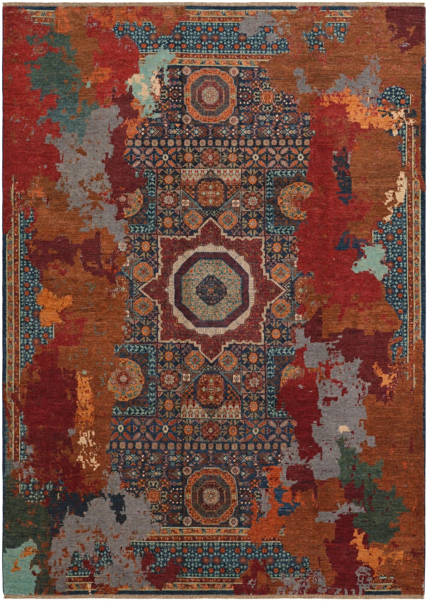 9' x 12' 6 Hand Knotted Mamluk Ziegler Rug