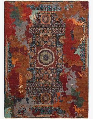 9' x 12' 6 Hand Knotted Mamluk Ziegler Rug