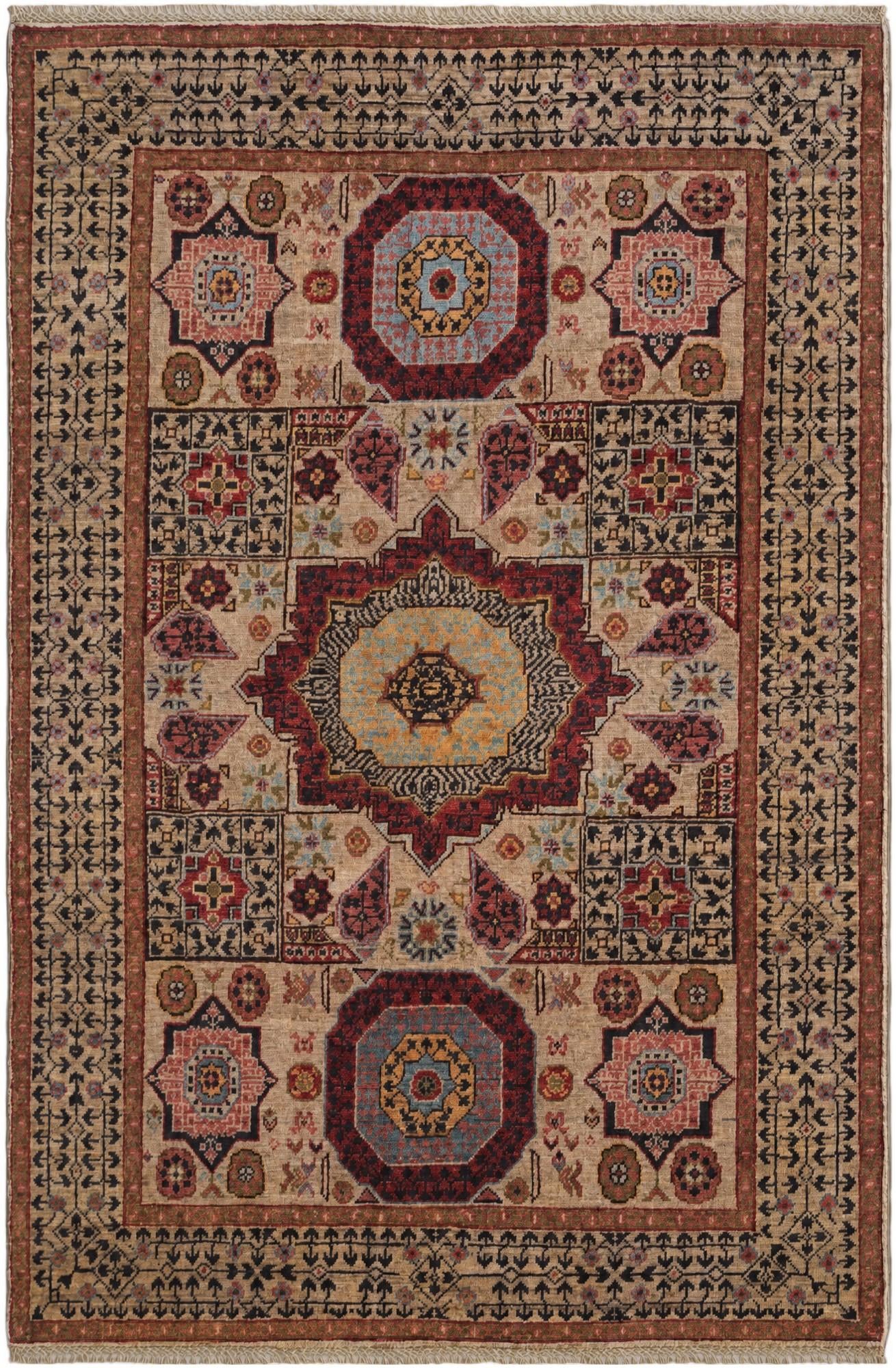 4' 2 x 6' 2 Hand Knotted Mamluk Ziegler Rug
