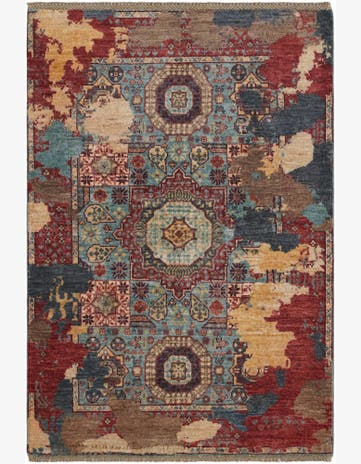 3' 5 x 5' Hand Knotted Mamluk Ziegler Rug