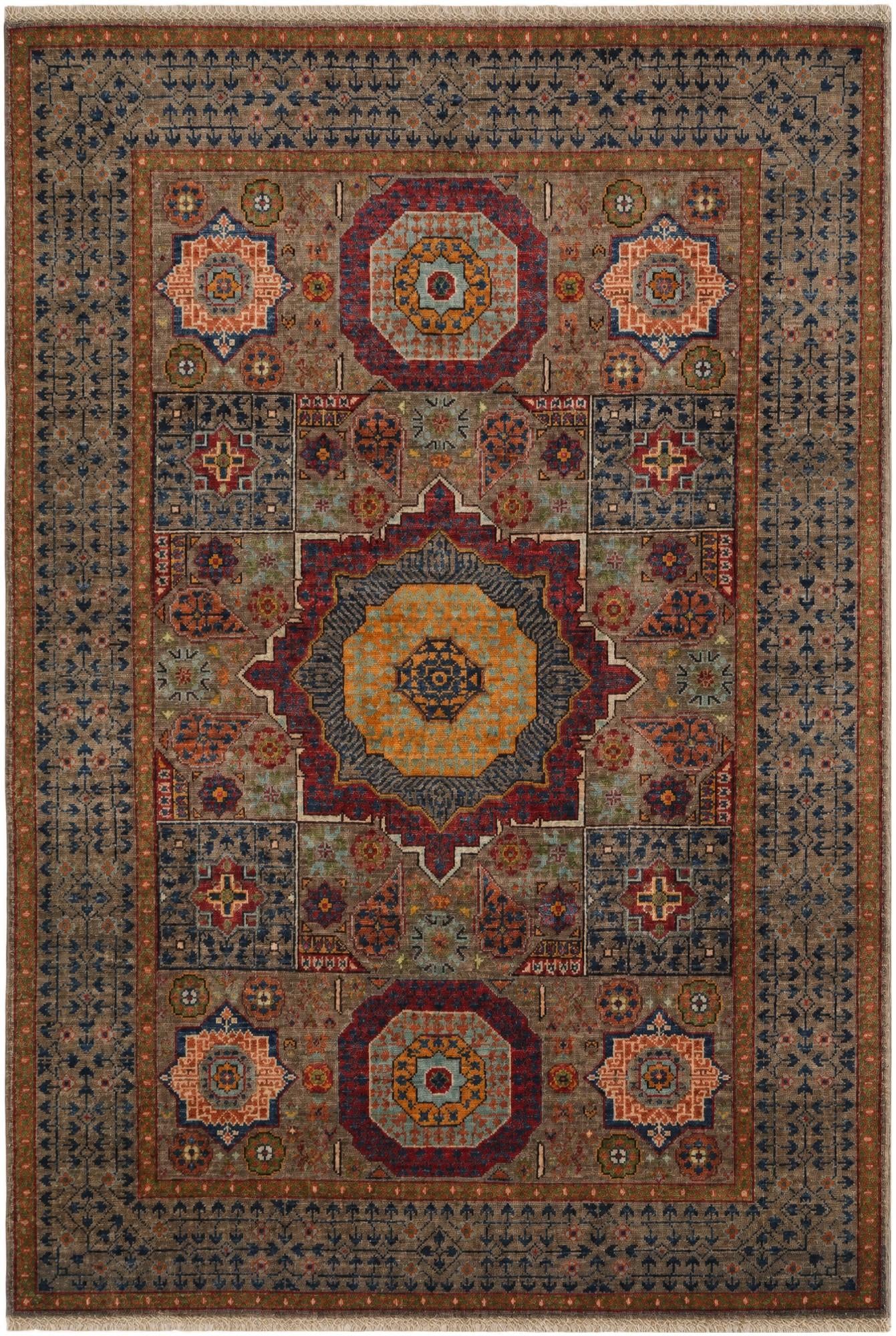 4' 1 x 6' Hand Knotted Mamluk Ziegler Rug