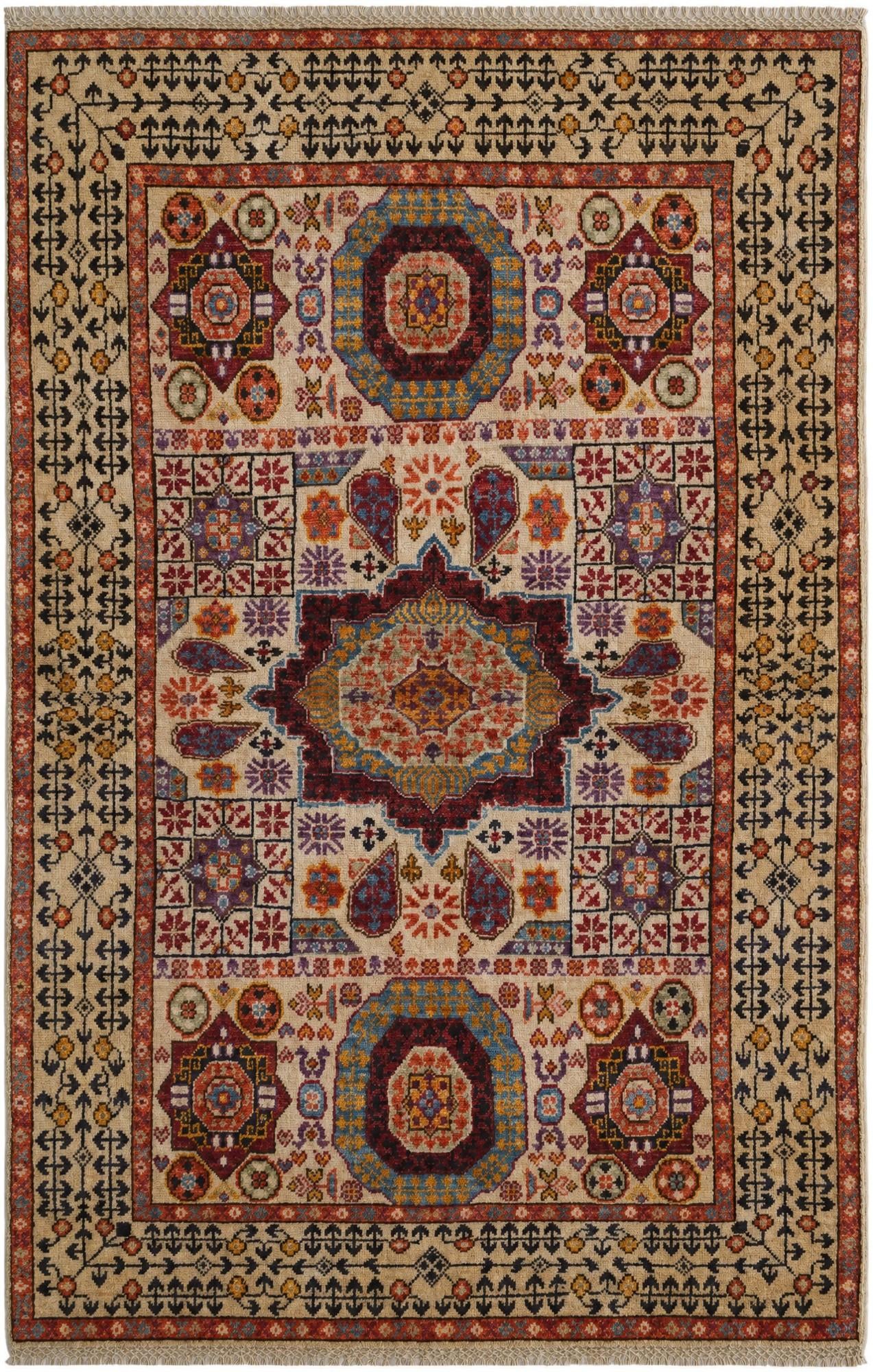 3' 5 x 5' 2 Hand Knotted Mamluk Ziegler Rug