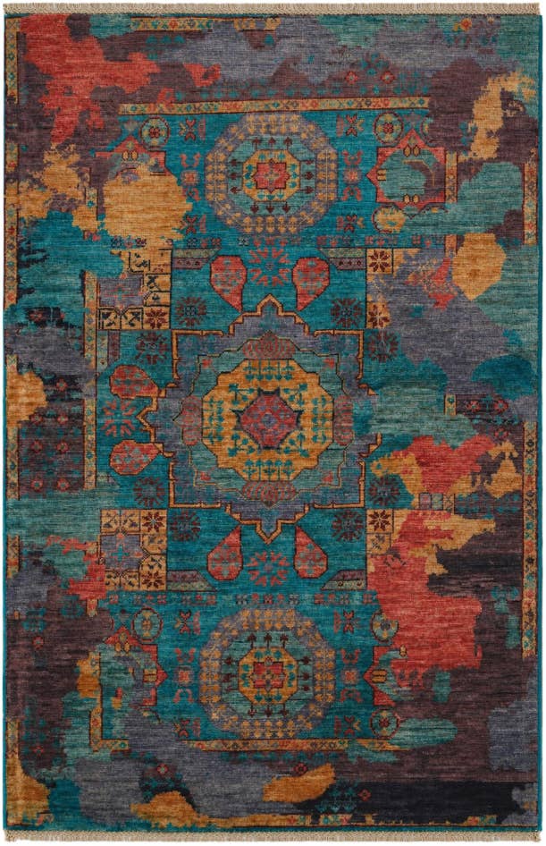 Detailansicht von 100cm x 150cm Handgeknüpft Mamluk Ziegler Teppich