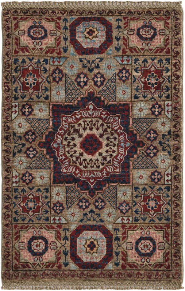 Detailansicht von 60cm x 90cm Handgeknüpft Mamluk Ziegler Teppich