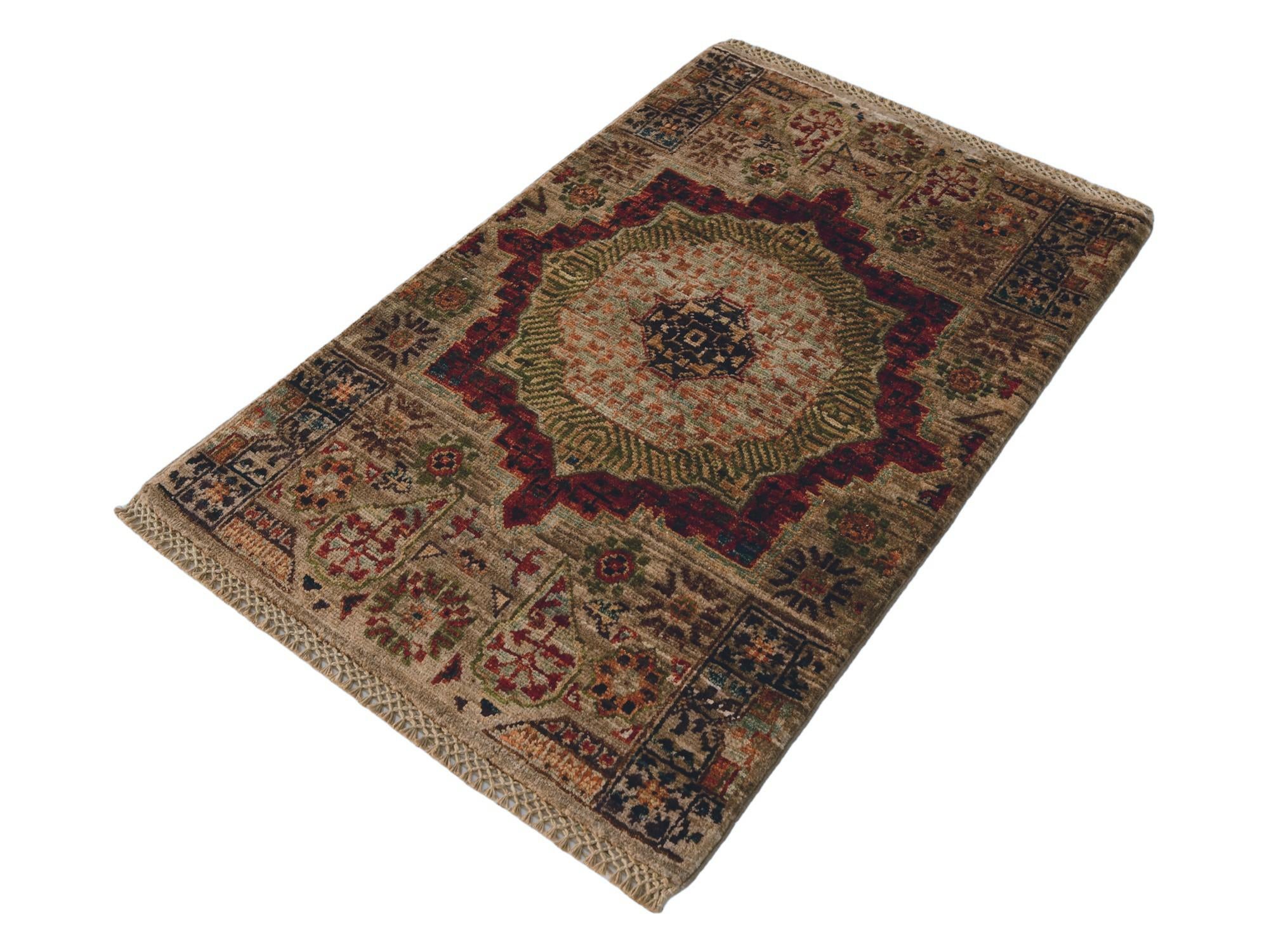 60cm x 90cm Hand Knotted Mamluk Ziegler Rug