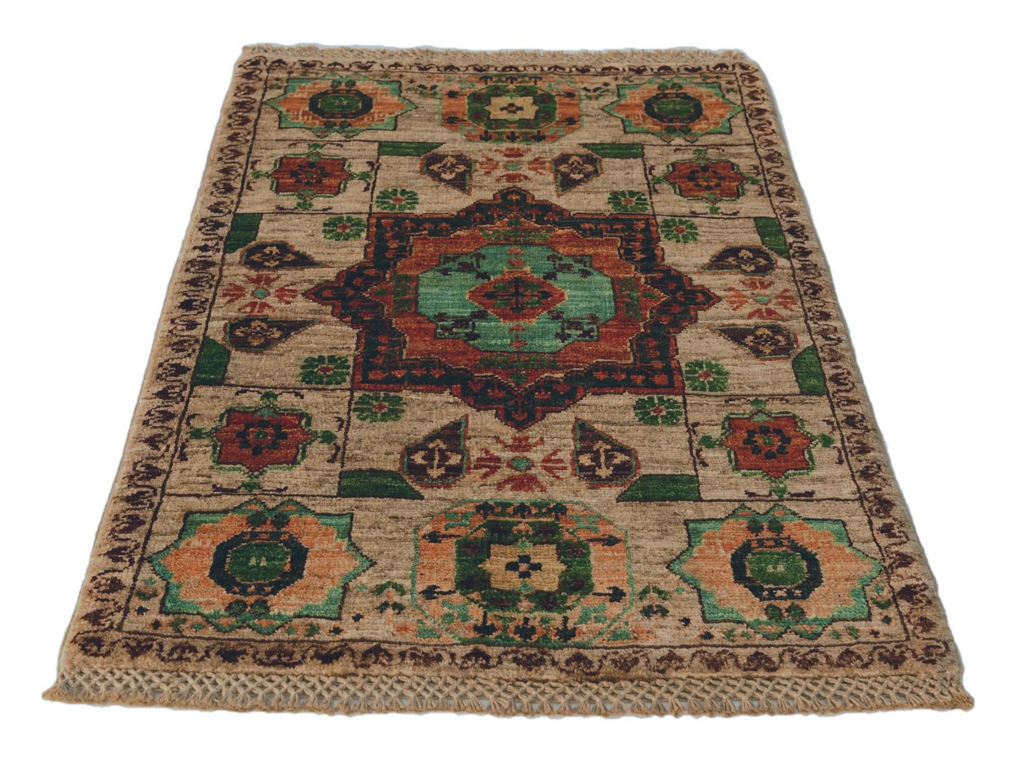 1' 11 x 2' 11 Hand Knotted Mamluk Ziegler Rug