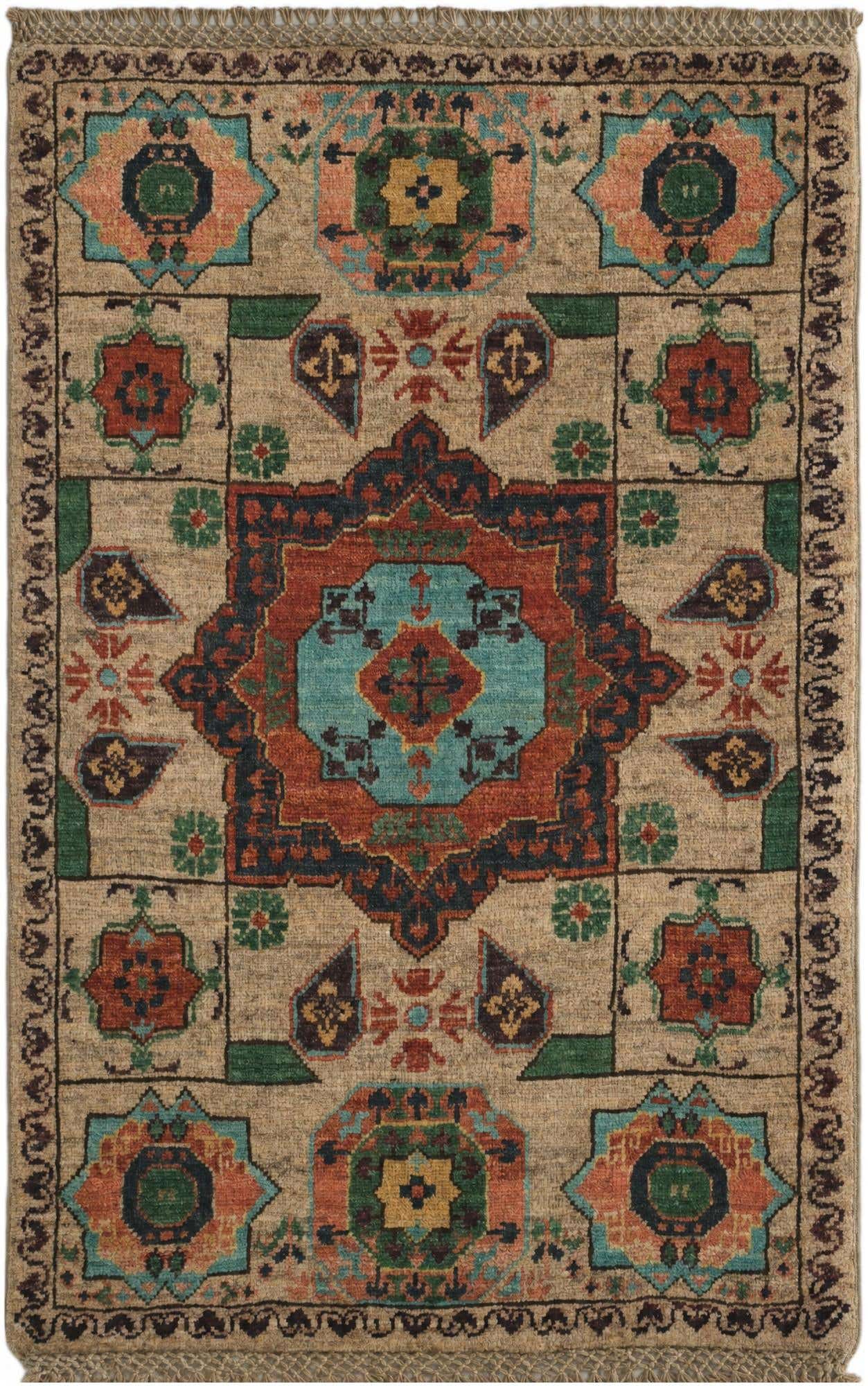 1' 11 x 2' 11 Hand Knotted Mamluk Ziegler Rug
