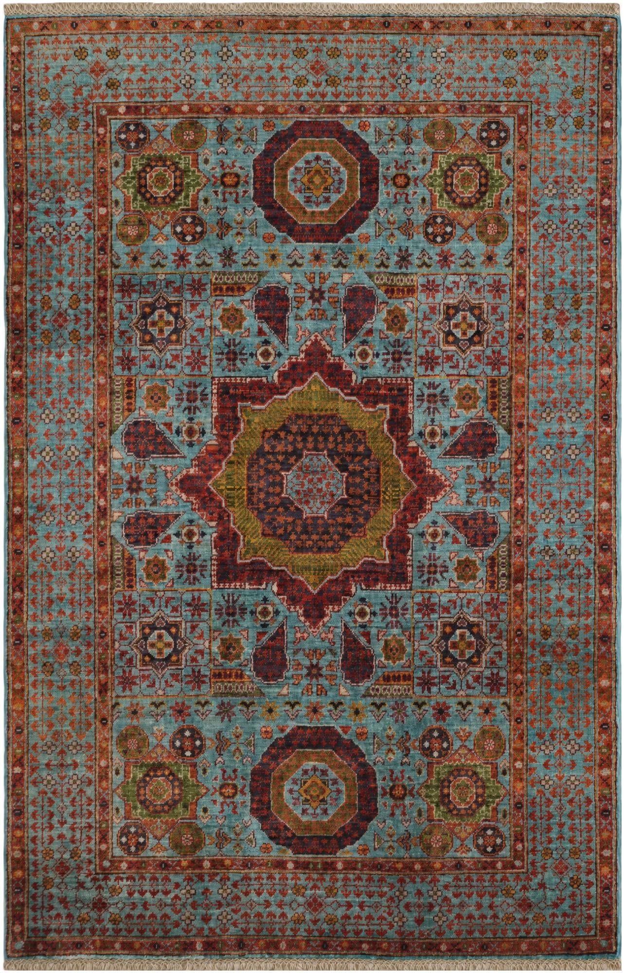 3' 11 x 6' 1 Hand Knotted Mamluk Ziegler Rug