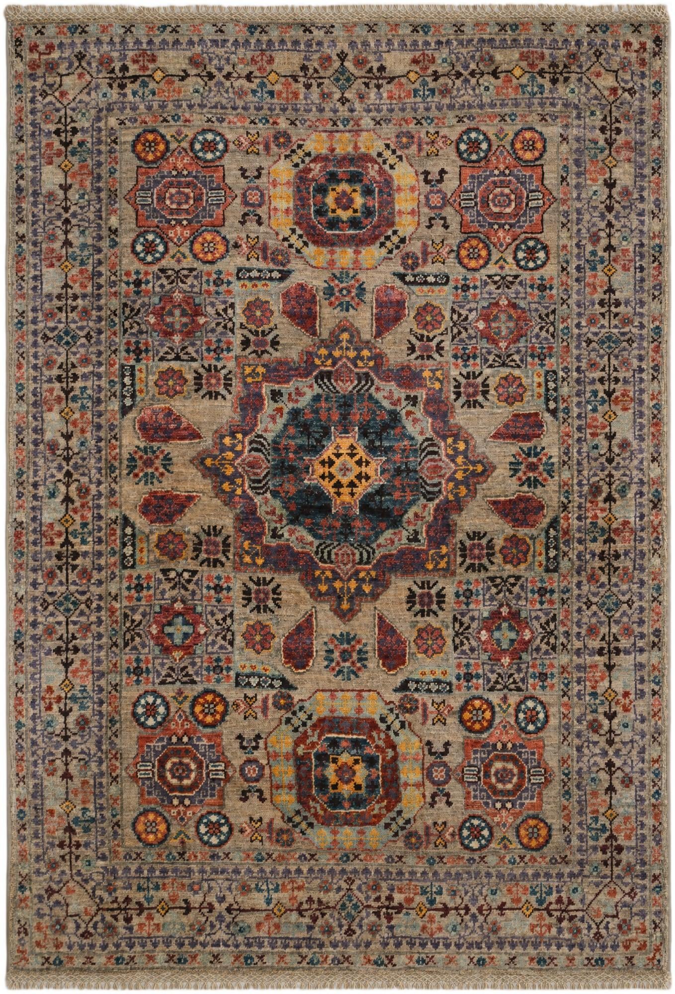 3' 4 x 4' 9 Hand Knotted Mamluk Ziegler Rug