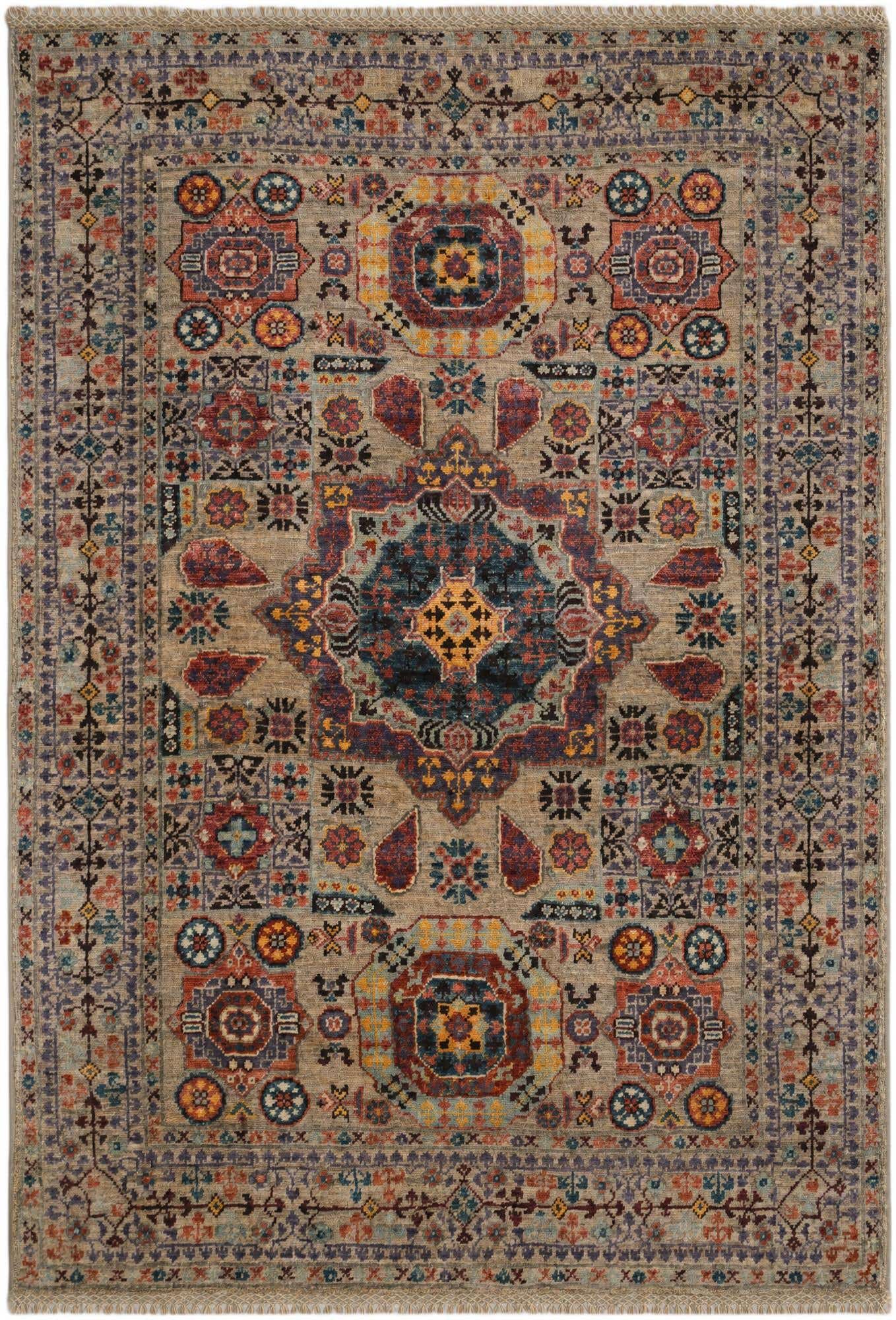3' 4 x 4' 9 Hand Knotted Mamluk Ziegler Rug