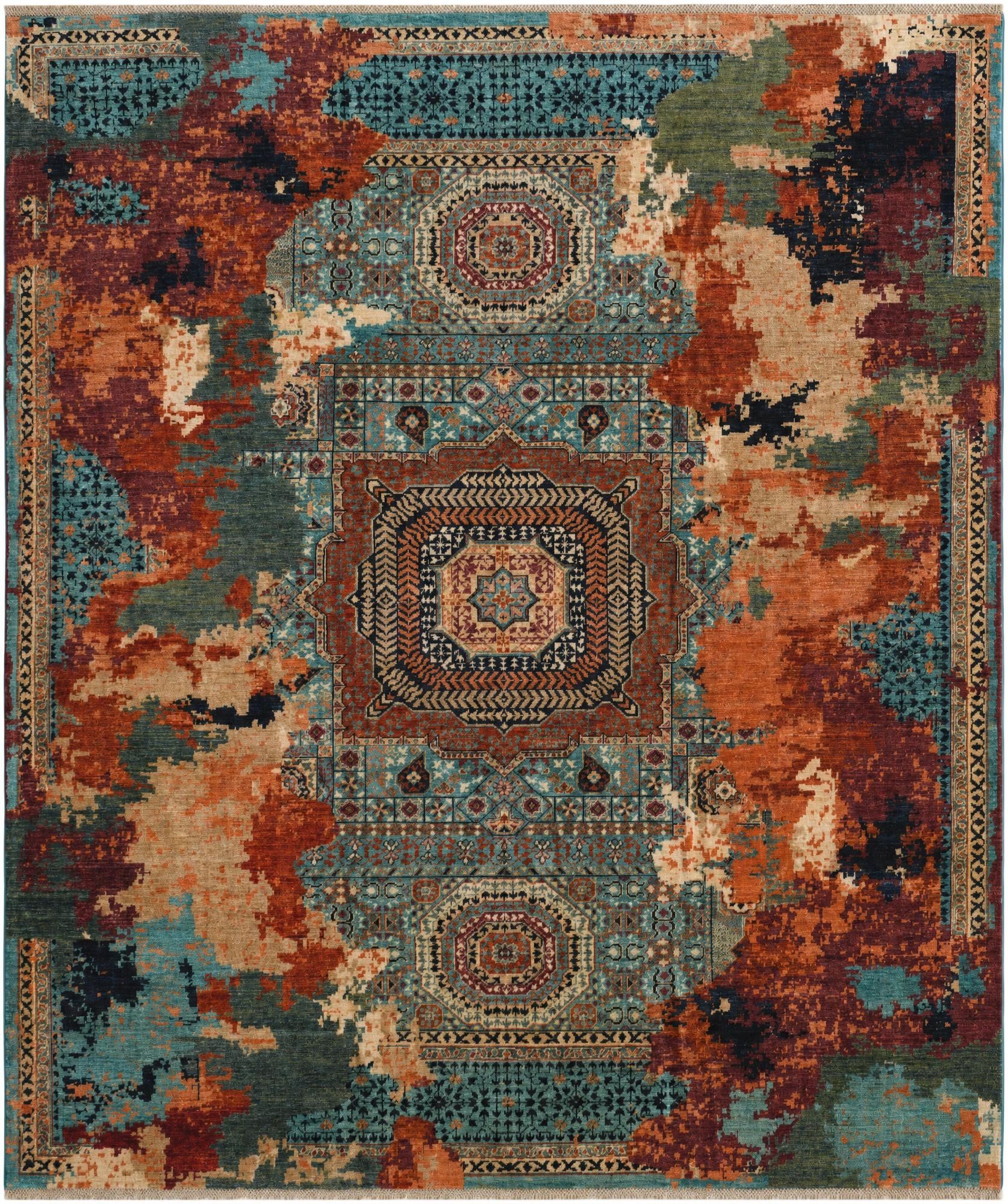 8' 2 x 9' 9 Hand Knotted Mamluk Ziegler Rug