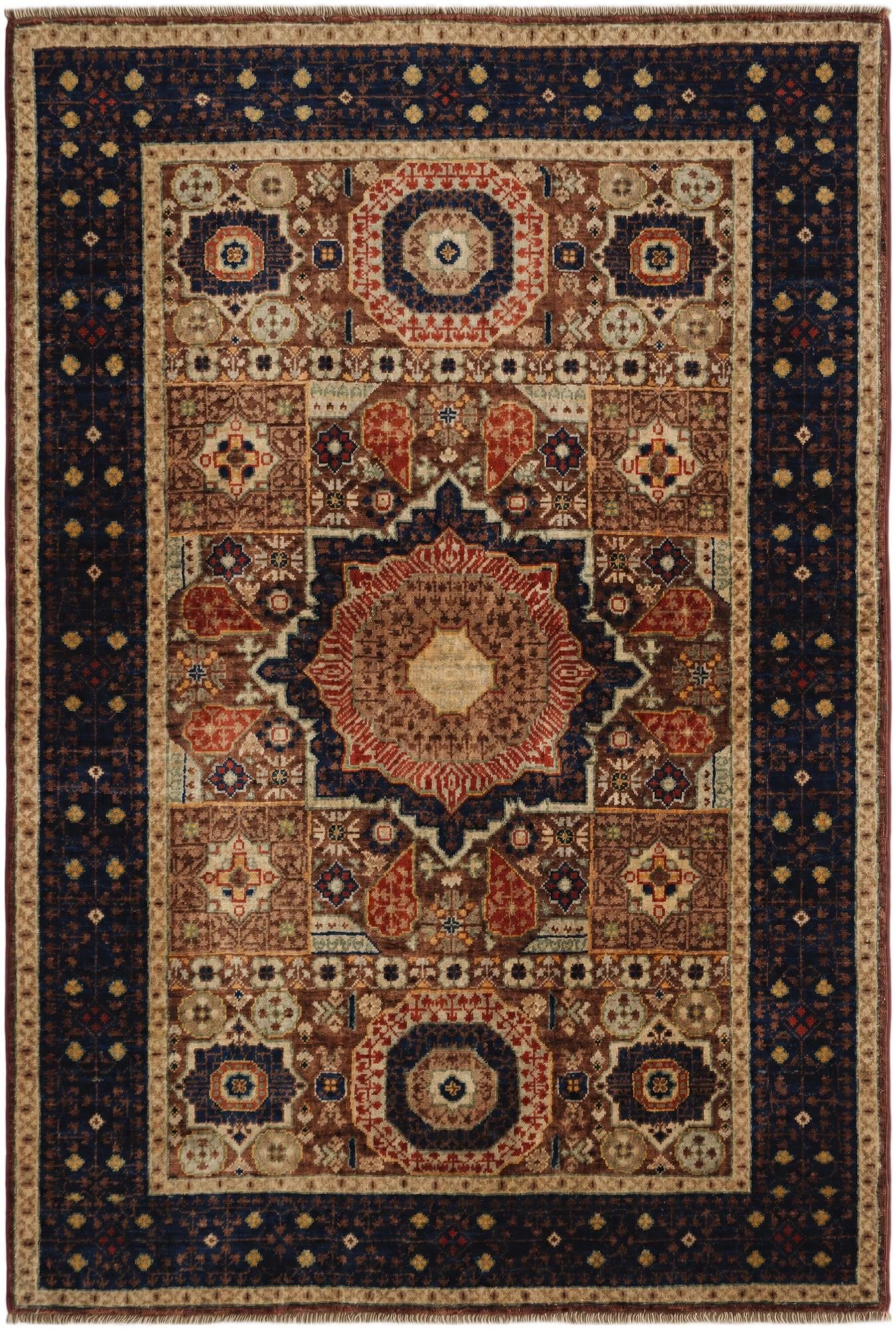 3' 4 x 4' 10 Hand Knotted Mamluk Ziegler Rug