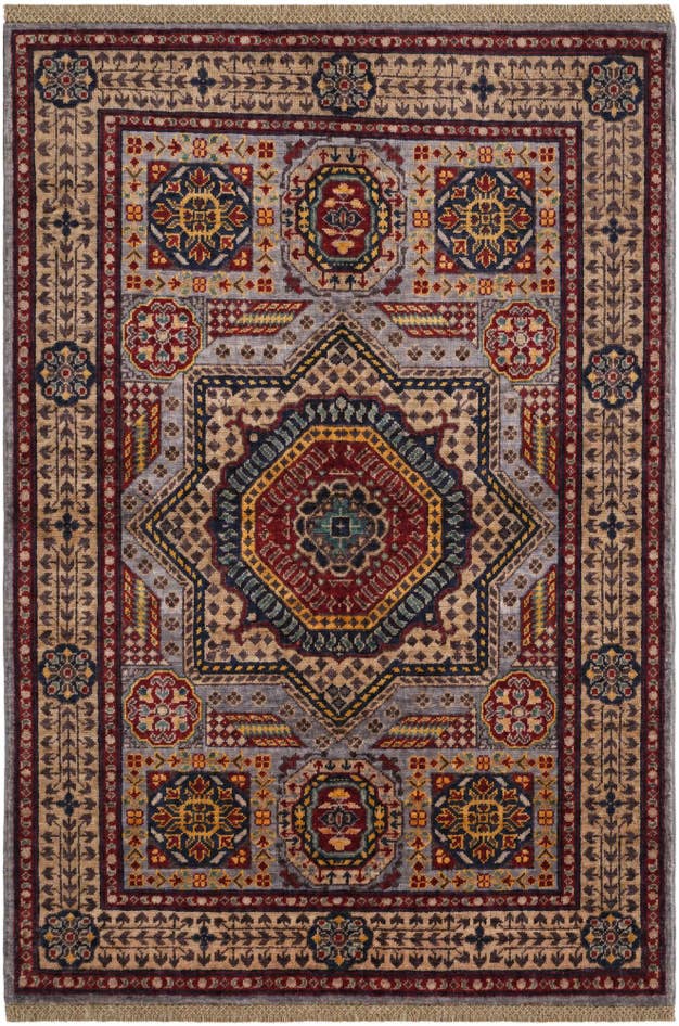Detailansicht von 100cm x 150cm Handgeknüpft Mamluk Ziegler Teppich