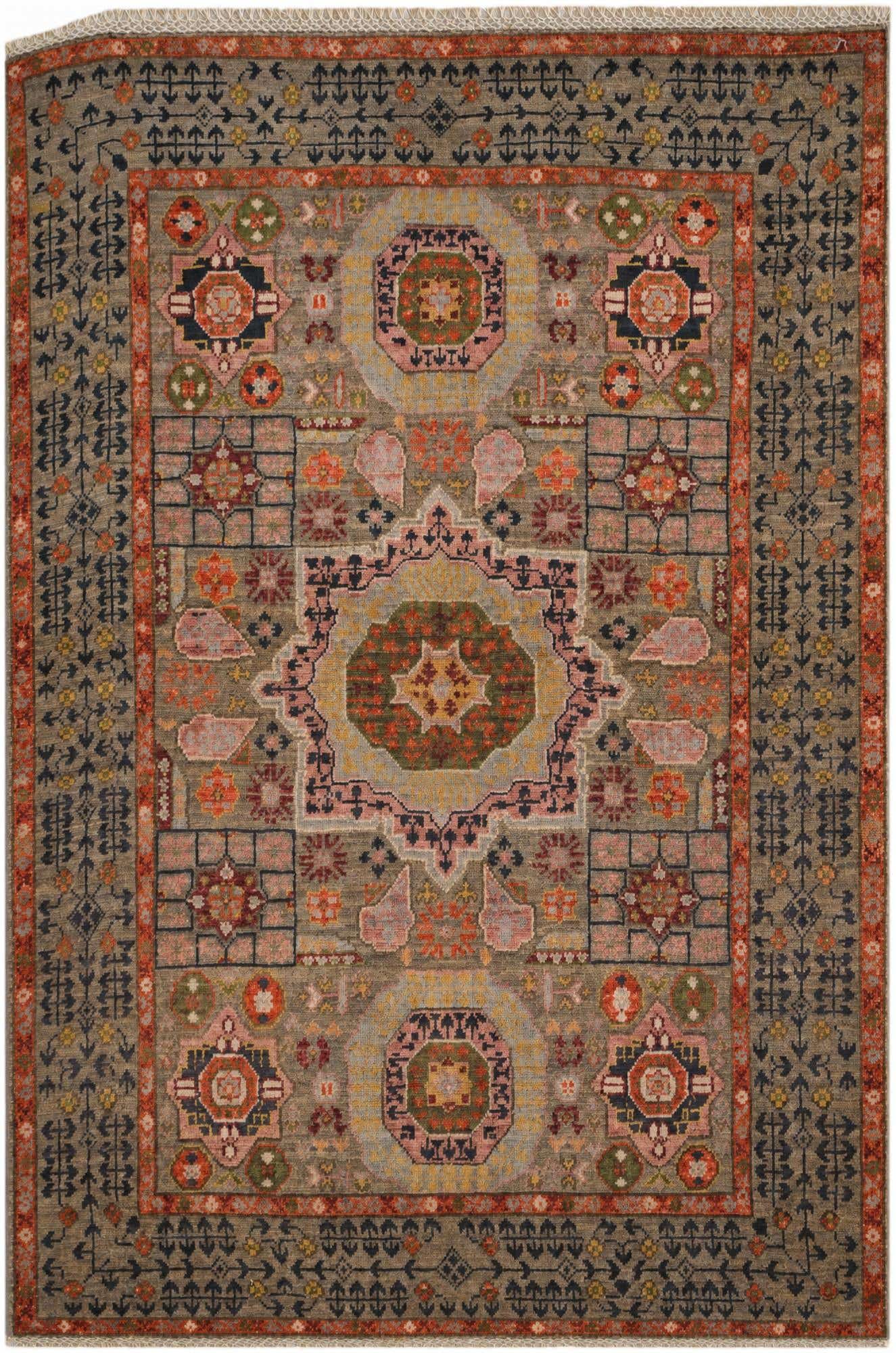 3' 4 x 4' 11 Hand Knotted Mamluk Ziegler Rug