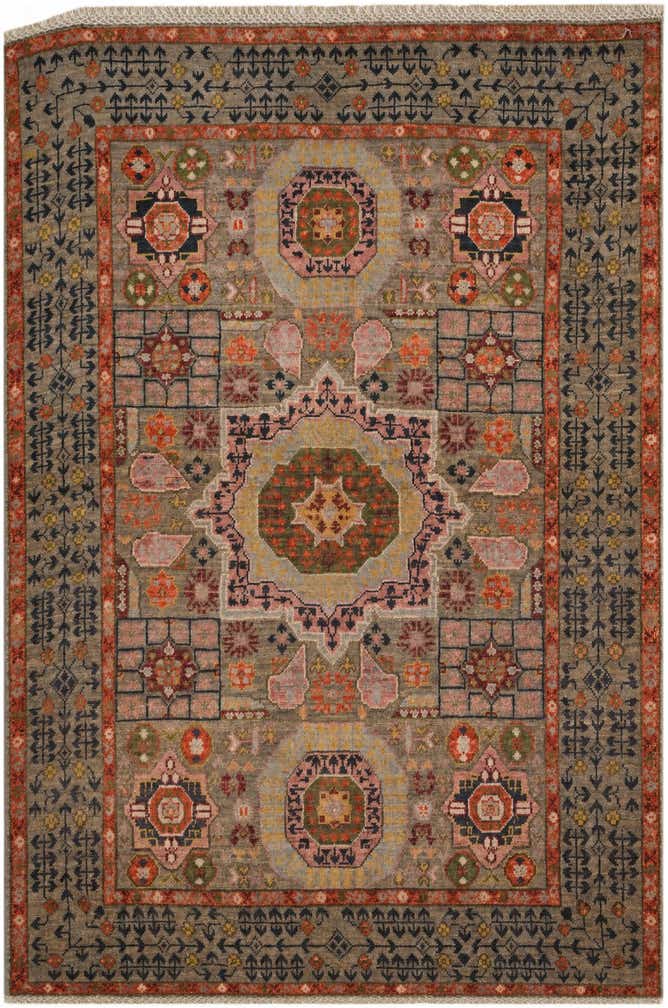 3' 4 x 4' 11 Hand Knotted Mamluk Ziegler Rug