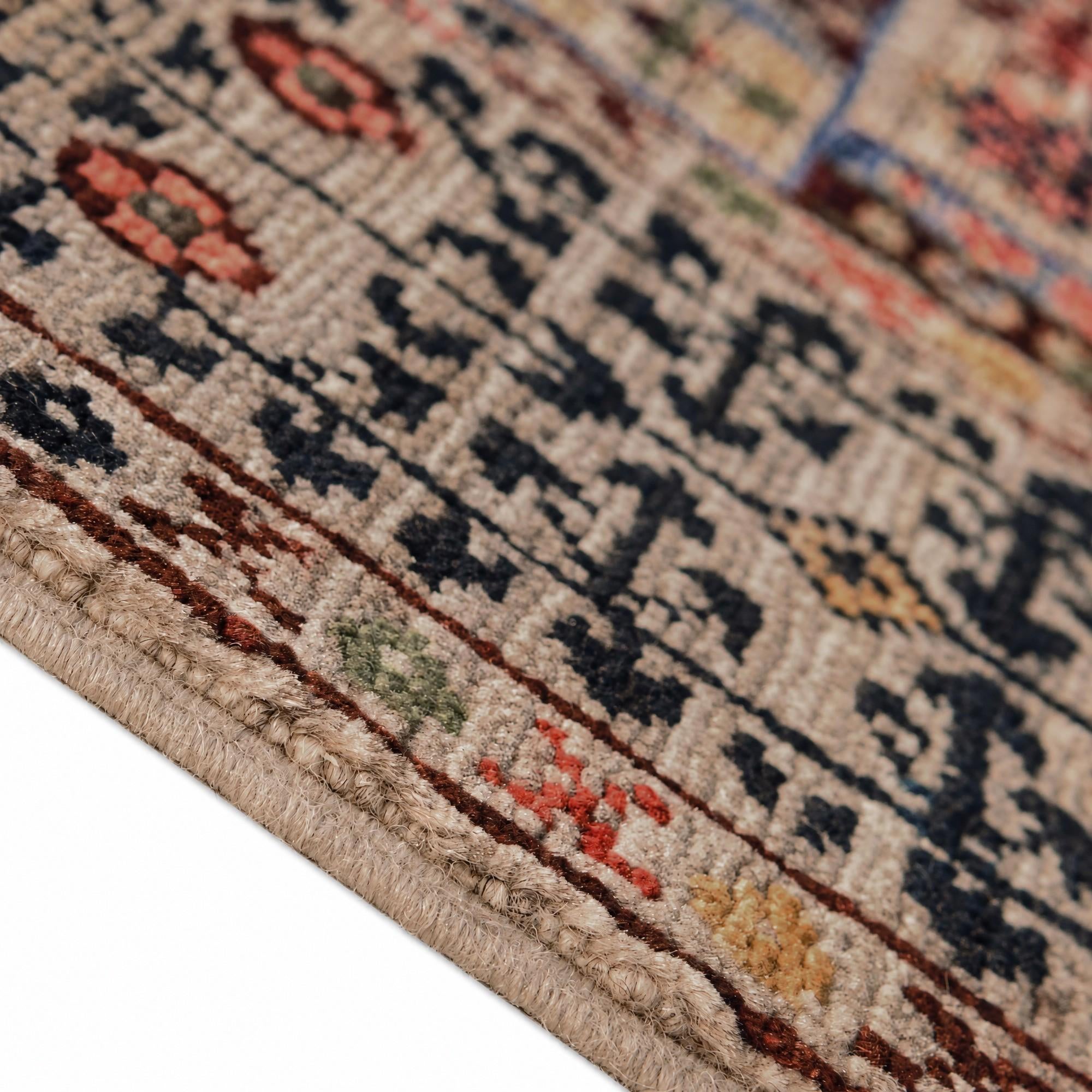 105cm x 145cm Hand Knotted Mamluk Ziegler Rug