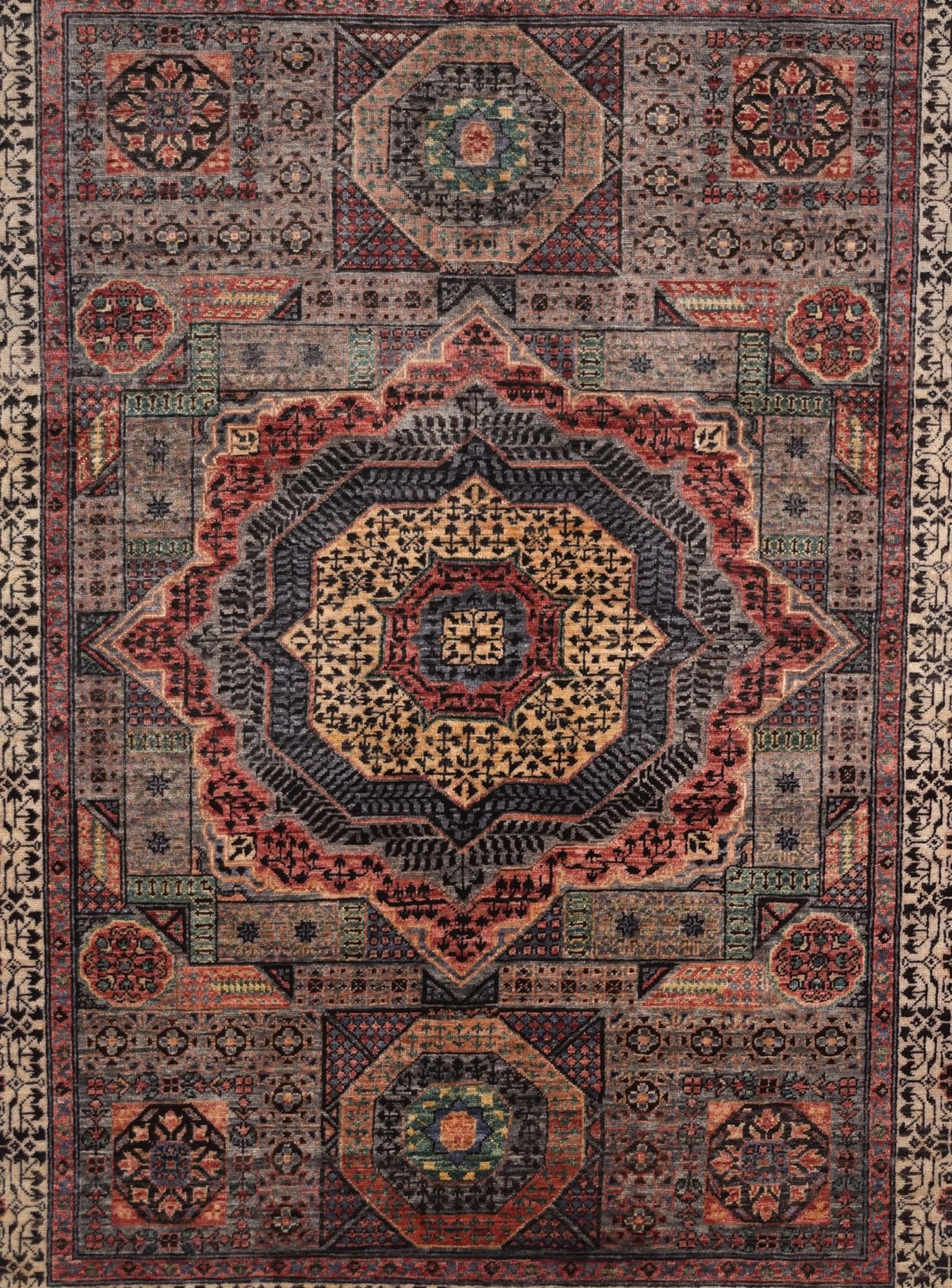 4' 11 x 6' 7 Hand Knotted Mamluk Ziegler Rug