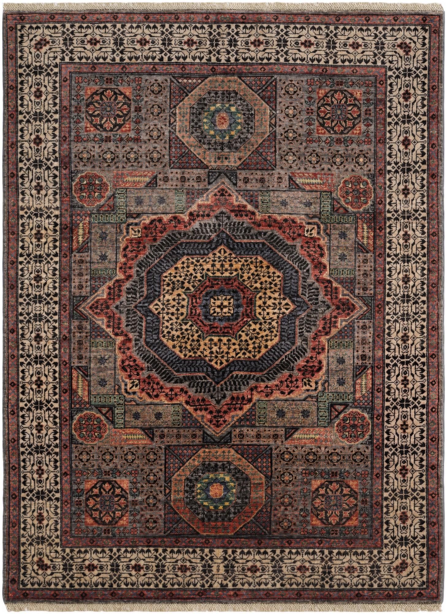 4' 11 x 6' 7 Hand Knotted Mamluk Ziegler Rug