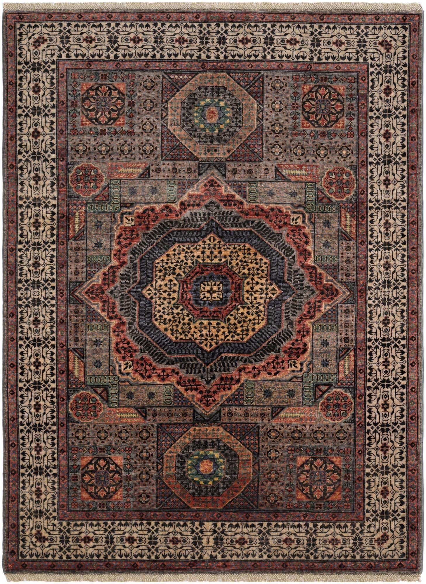 4' 11 x 6' 7 Hand Knotted Mamluk Ziegler Rug