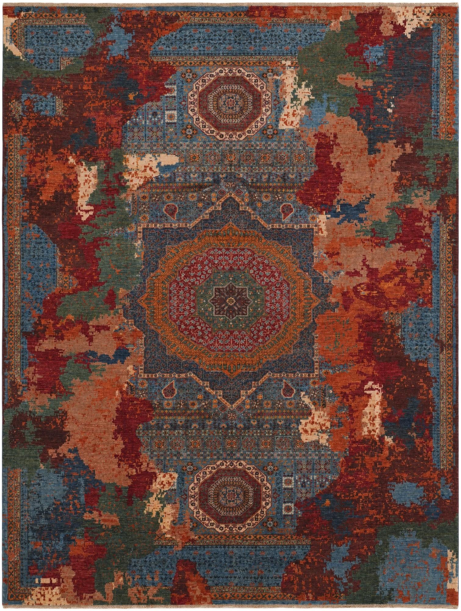 10' 6 x 13' 7 Hand Knotted Mamluk Ziegler Rug