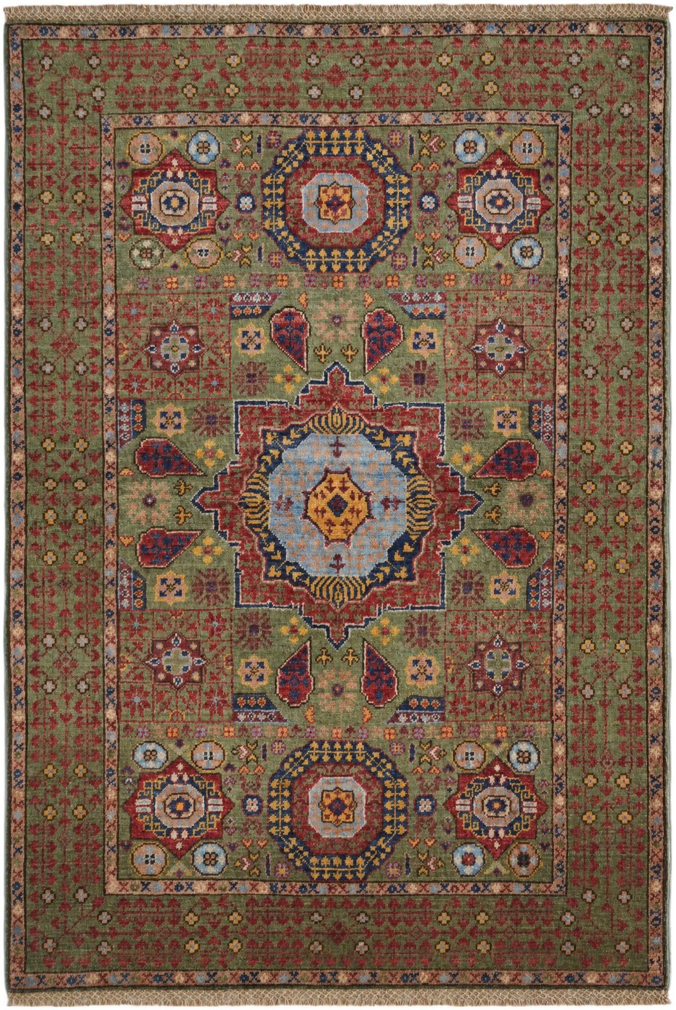 3' 4 x 4' 11 Hand Knotted Mamluk Ziegler Rug