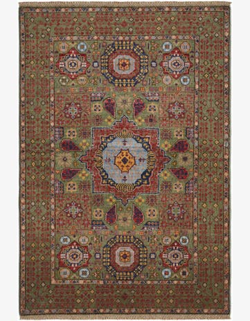 3' 4 x 4' 11 Hand Knotted Mamluk Ziegler Rug