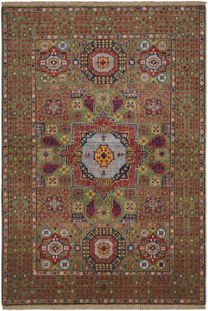 3' 4 x 4' 11 Hand Knotted Mamluk Ziegler Rug