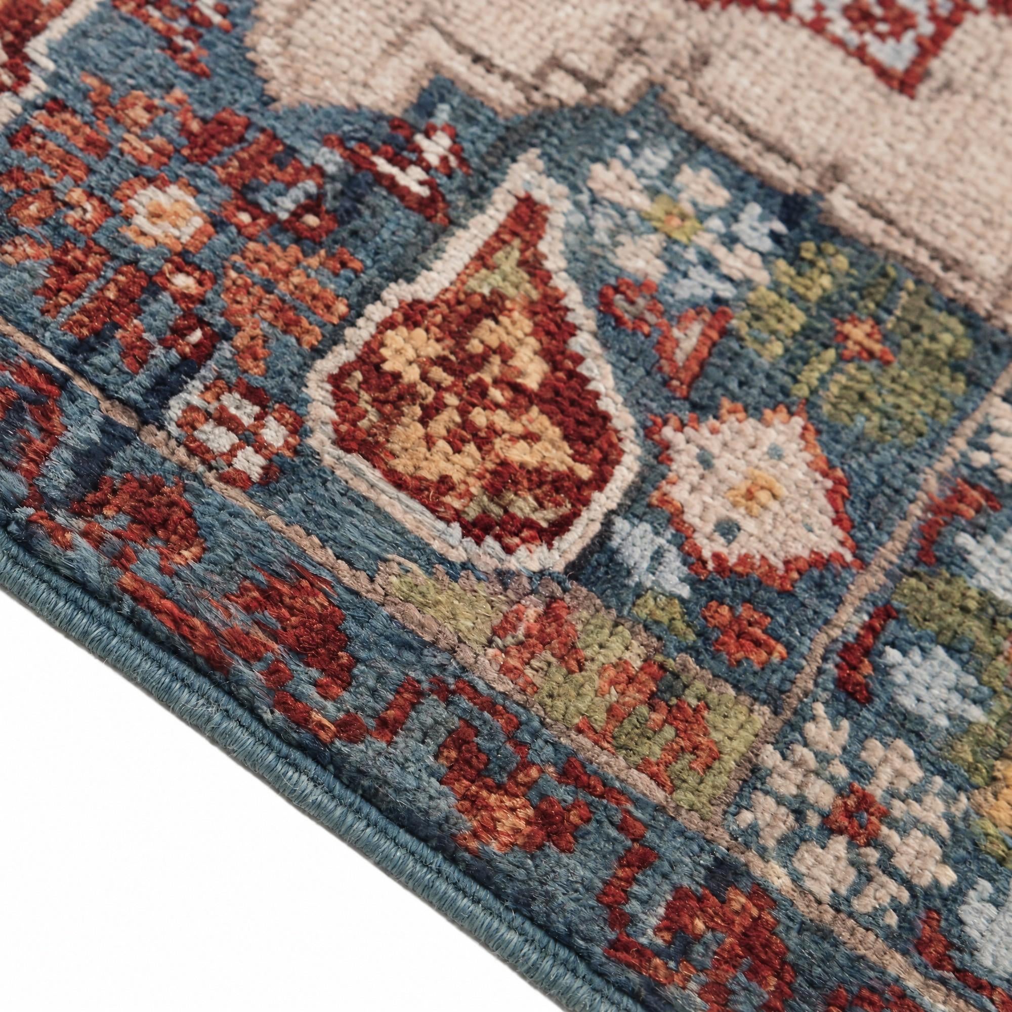 60cm x 90cm Hand Knotted Mamluk Ziegler Rug