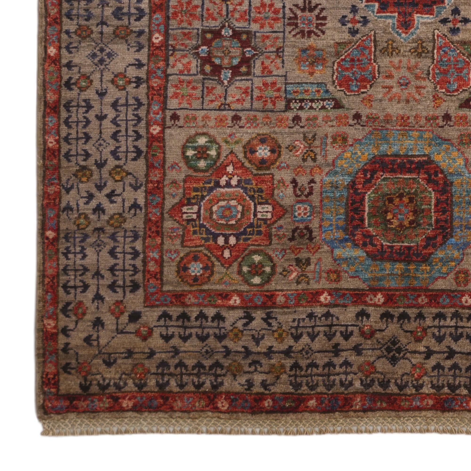 3' 4 x 4' 11 Hand Knotted Mamluk Ziegler Rug