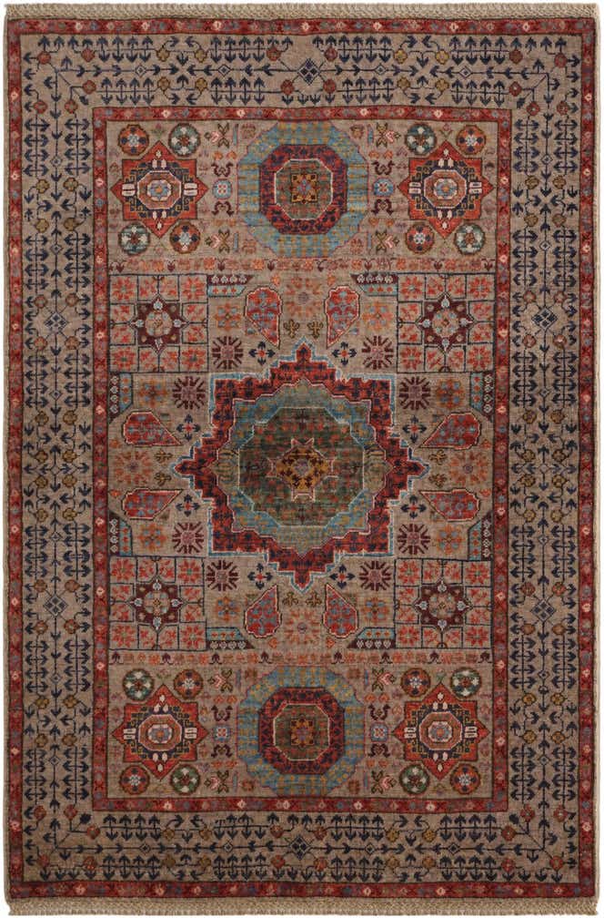 3' 4 x 4' 11 Hand Knotted Mamluk Ziegler Rug